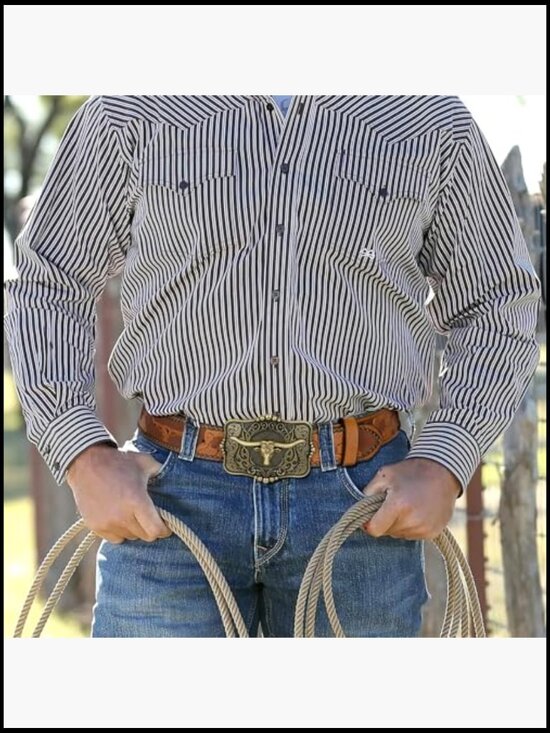 Western Leather Belt Detachable Buckle Retro Cowboy Style Adjustable Fit main image 4